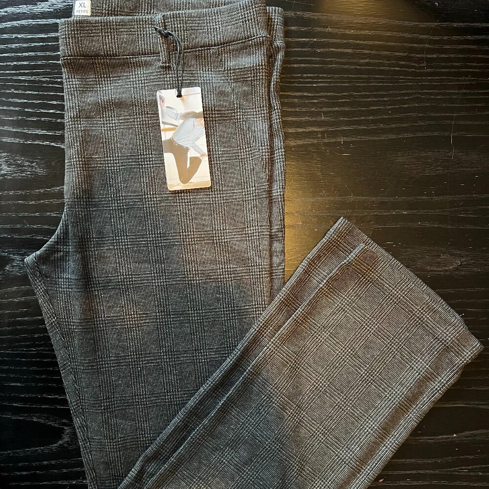 Betabrand dress/work yoga pants gray plaid never worn XL petite